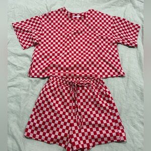 Ces Femme Red and White Checkered Set